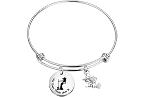 KUIYAI Halloween Witch Gift Not Every Witch Lives Bracelet Witch On Flying Broom Pendant Bangle Funny Halloween Jewelry