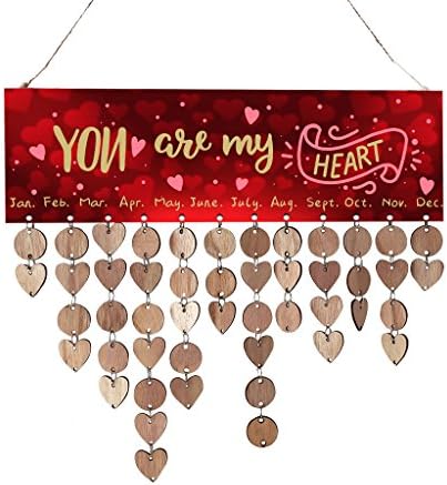 Family Birthday Board - Creative DIY Wood Reminder Board - Calendar Sign Plaque -The perfect gift - Birthday/Newlywed/Valentine's Day/Anniversary (C)