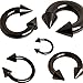 Black PVD Plated 316L Surgical Steel Horseshoe with Spikes (Sold Individually)