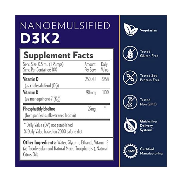 Quicksilver Scientific Nanoemulsified D3K2 Emulsified Liquid Vitamin