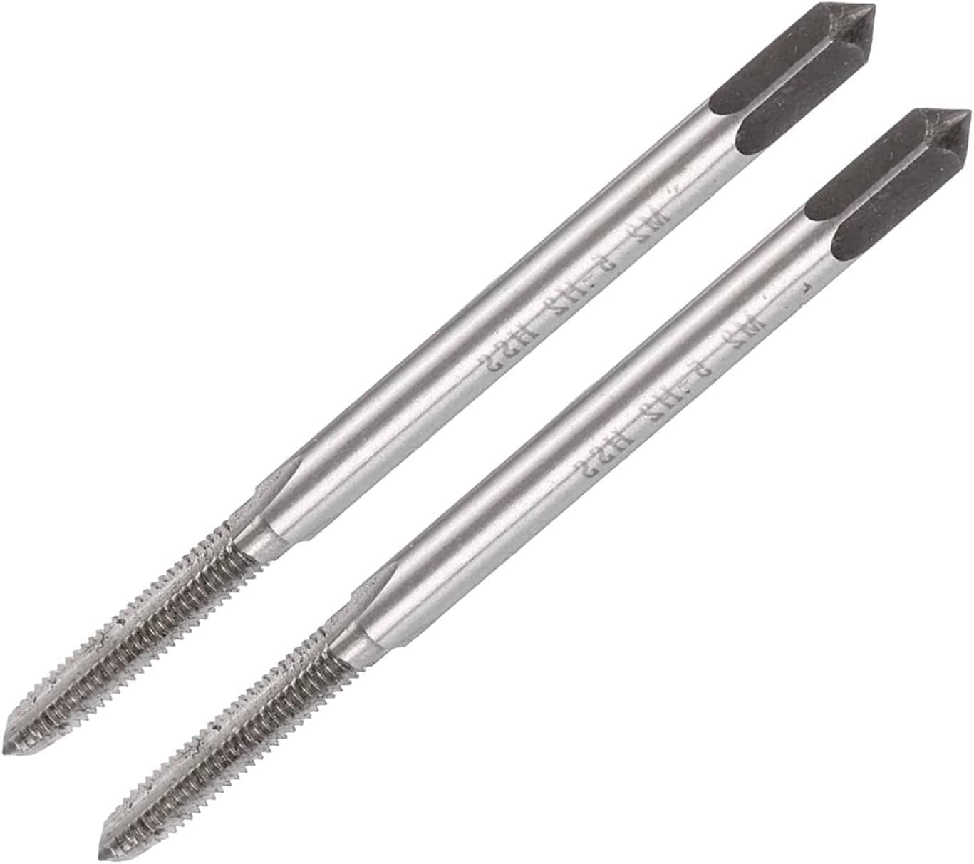 TOP-VIGOR 2Pcs M2.5 x 0.45mm Metric Machine Tap, HSS 3 Straight Flute Taper Plug Metric Tap, 0.45mm Pitch Screw Thread Tapping Threading Machinist Repair DIY Tool