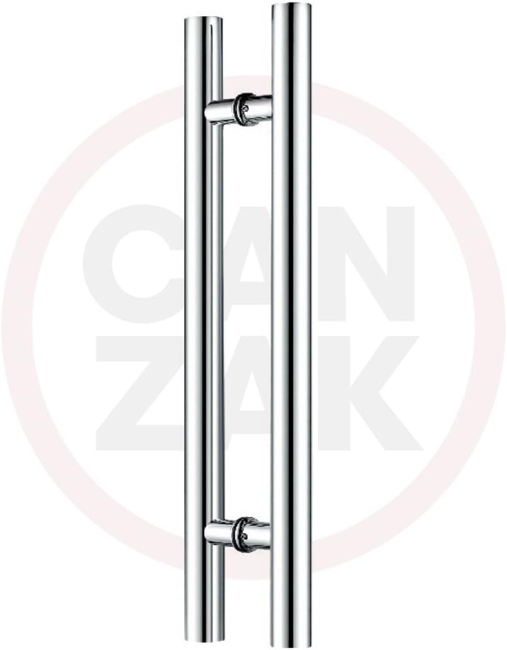 Canzak 12 inch Brushed Stainless Steel Pull Push Door Handles, Interior or Exterior, Contemporary, Modern