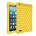 Fintie Silicone Case for All-New Amazon Fire 7 Tablet (7th Generation, 2017 Release) - [Honey Comb Upgraded Version] [Kids Friendly] Light Weight [Anti Slip] Shock Proof Protective Cover, Yellow