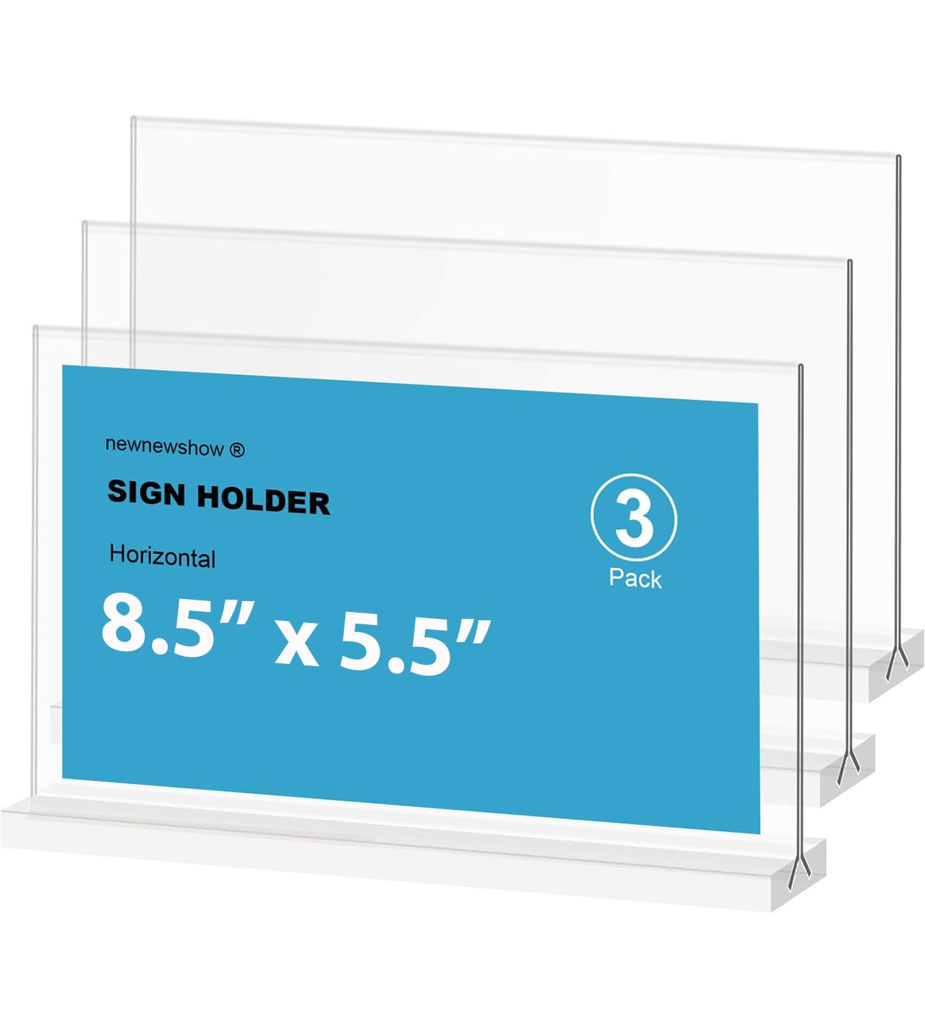 newnewshow Acrylic Sign Holder 8.5x5.5 Inch 3 Pack