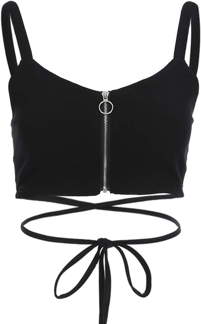 Maxrise Women Sexy Choker Buckle Halter Neck Crop Tube Top Rave Dance Cami Bandeau Tops