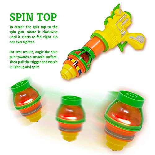 Happy Kids Spin Top & Flying Saucer Launcher 48 Piece Toy Set Includes 12 Launcher Guns, 12