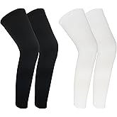 Zyghjort 2 Pairs Leg Sleeves, Thigh Compression Sleeves Full Length Sports UV Protection Sleeve Long Legs Sleeve with Anti-slip Silicone Strips for Men Women Running Basketball Football