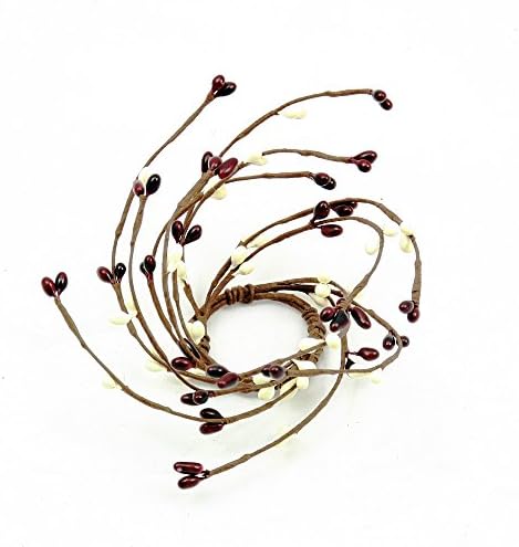 Burgundy and Cream Berry Taper Candle Ring