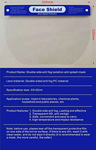 Visores de Seguridad Repetitivos, Ligeros y Ajustables, Adecuados para la Prevención de Saliva y Vapores de Aceite(3 PCS)