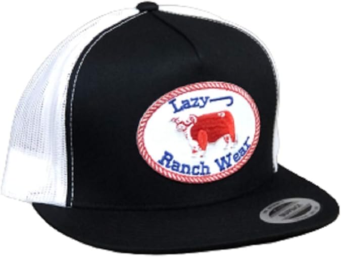 Lazy J Ranch Wear Black and White Snapback Baseball Cap Hat