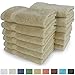 SALBAKOS 100% Turkish Cotton Washcloth Set of 12 13x13 inch | Heirloom Quality | Hotel & Spa Collection | Ultra Soft, Super Absorbent, Washcloth Towels | Made in Turkey (Taupe, 12 Washcloths)