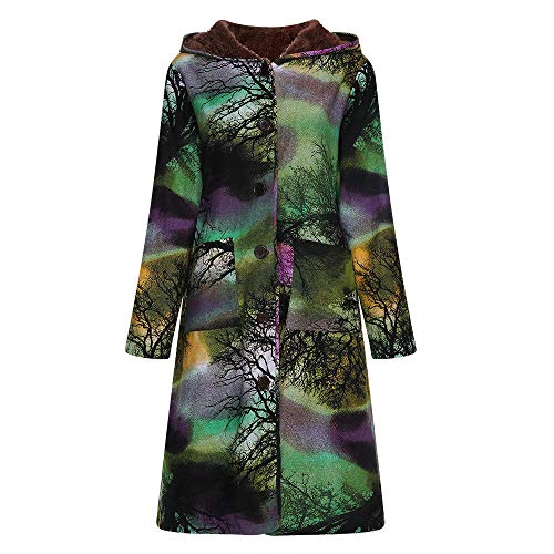 Womens Long Coats Duseedik Winter Warm Down Jackets Outwear Floral Print Plaid Hooded Pockets Oversize Coats Vests Green