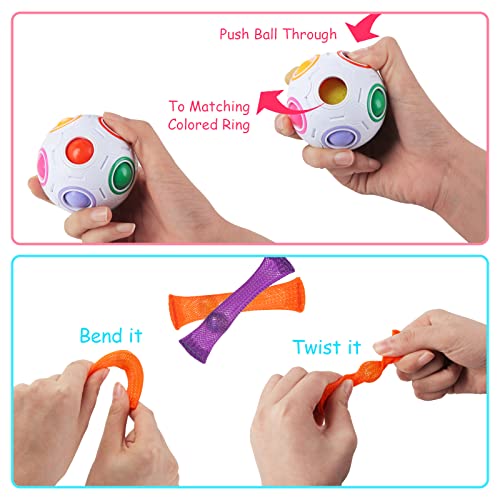 LOVESTOWN Fidget Toys, 24 Pcs Sensory Fidgets Toy Pack, Stress Anxiety Relief Autism Tool Girl Boy Autistic Toddlers ADHD Pop Bundle Squeeze Fidgets Box Set for Kids Adults Prizes Party Favors Gift