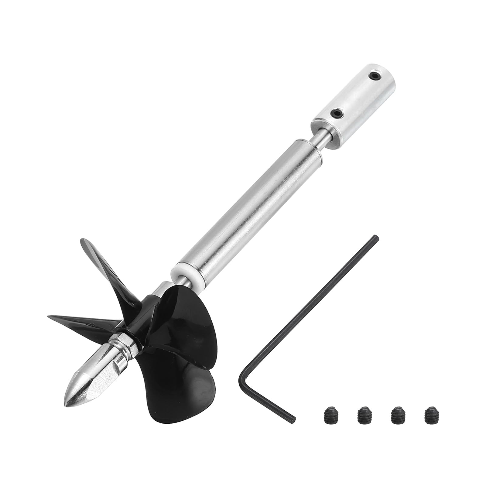 sourcing map Drive Shaft W Propeller and Coupling Joint for RC Boat Coupler Assemble Kit, L100mm Shaft, L50mm Sleeve, D55mm Four Propeller, Fit for 3 mm Motor Shaft