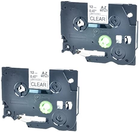 AMTONER 2 Pack TZ131 TZ-131 TZe-131 TZe131 Standard Laminated Label Tape Compatible for Brother P-Touch Label Maker ,Black on Clear 12mm 8m (0.47" 26.2ft)