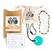 Baltic Amber Teething Necklace (Unisex - Multicolor - 12.5 Inches) Gift Set + FREE Silicone Teething Pendant ($15 Value) Handcrafted, 100% USA Lab-Tested Authentic Amber - Natural Teething Pain Relief