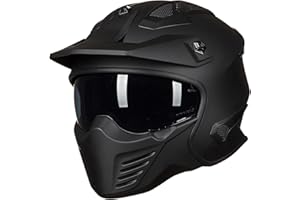 ILM Open Face Motorcycle 3/4 Half Helmet for Dirt Bike Moped ATV UTV Motocross Cruiser Scooter DOT Model 726X (Matte Black,L)