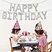 Qivange Happy Birthday Balloons 16 Inch Hanging Alphabet Foil Happy Birthday Banner Mylar Balloon for Party Decoration, Silver