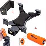 AccessoryBasics 7-10" Tablet Holder w/ 1/4-20 Tripod Connection Fits Apple iPad Pro 10.5 9.7 Air Mini Samsung Galaxy Tab (FREE Stabilizer Grip & Galaxy S10 S9 Note iPhone 11 XR XS X Smartphone Holder)