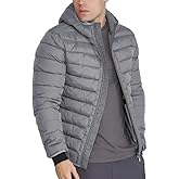 Flygo Mens Lightweight Puffer Jacket Hooded Insulated Winter Jackets Water Resistant Down Bubble Puffy Coats