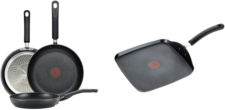 T-fal E93808 Professional Nonstick Fry Pan, Nonstick Cookware, 12.5 Inch Pan, Thermo-Spot Heat Indicator, Black: Kitchen & Dining