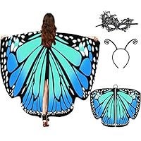 Butterfly Wings for Women, Butterfly Shawl Fairy Ladies Cape Nymph Pixie Costume Accessory (Sky Blue)