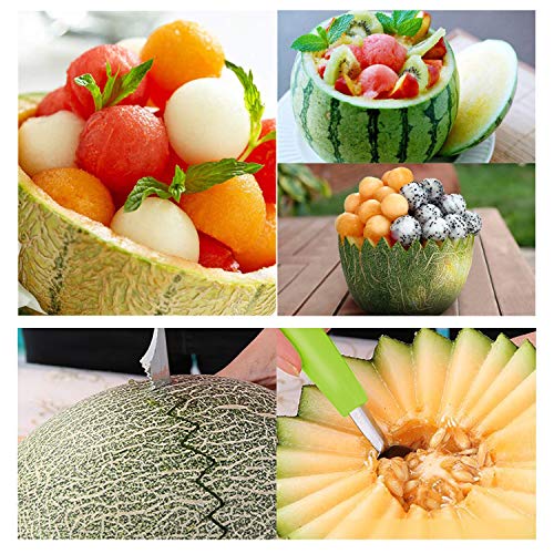[2019 Upgrade] Windmill Watermelon Cutter - Premium Stainless Steel Watermelon and Cantaloupe Slicer Fruit Knife - Creative Cutter Tongs Corer Fruit Tools Kitchen Gadgets Set with 2 in 1 Melon Baller - Thumbnail 5