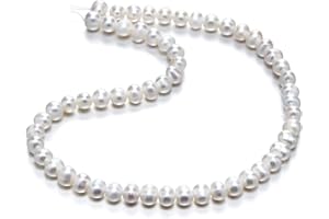 Adabele 1 Strand Real Natural Grade A Potato Round White Cultured Freshwater Pearl Loose Beads 7-8mm for Jewelry Making 14 inch fp2-78