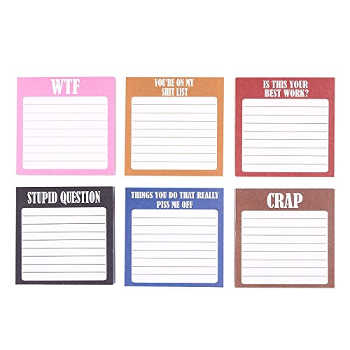 Pack of 12 Funny Sticky Notes Sarcastic Notepads, Humorous Adhesive