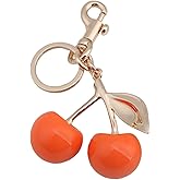 QIEIEI Keychain,Portable Orange Cherries Pendant Keychain Charm for Women Handbag Purse Decoration and Car Interior Accessory