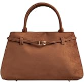 Base’ic Women’s Suede Tote Bag with Gold Hardware – Trendy Slouchy Shoulder Hobo Satchel Handbag Work Purse Travel Gift