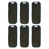 EcoAble 5 Layer Charcoal Bamboo Inserts Reusable Liners for Baby Cloth Diapers (Pack of 6)