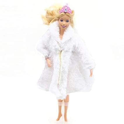 NUOFENG Inconceivable Dress Doll Coat in Creamy White Fur fits American Girl Dolls Made, Fashion Forward Off-White Fur Doll Clothes Dress Coat fits 18 Inch Dolls for Sp(None Coat, White)