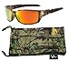 Hornz Brown Forest Camouflage Polarized Sunglasses for Men Full Frame & Free Matching Microfiber Pouch – Brown Camo Frame – Orange Lens