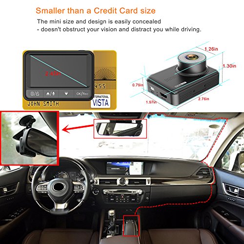 Dash Cam for Cars, 2.45'' LCD Full HD 1080P Car Dashboard Camera Recorder with 170° Wide Angle, Night Vision, G-sensor, Loop Recording, WDR - Thumbnail 5