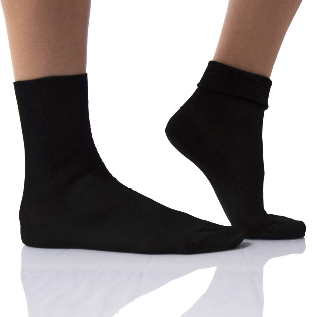 PETTI Artigiani Italiani Women's, Ladies Binding Loose, Non-Elastic, Circulation Diabetic Socks, 100% Made in Italy, Black, 7