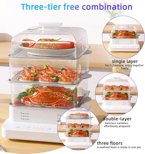 Electric Three-tier Steamer Made From Commercial-grade Stainless Steel a Large-capacity Breakfast Machine With a Timer Function Suitable for Home Use Restaurants and Banquets