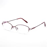 Fuisetaea Titanium Alloy Nearsighted Glasses - Womens Distance Half Frame Myopia Glasses