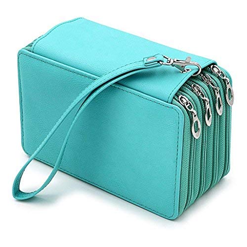 Buntstifte Federmäppchen, Morkia 72 PU Leder Mäppchen Stationary Pouch für Prismacolor Aquarellstifte, Crayola Buntstifte, Marco Buntstifte, Polychromos Buntstifte(Grün)