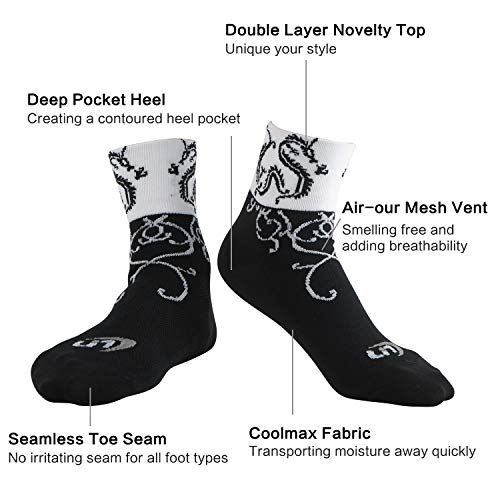 LIN 7 Pack Cycling Socks CoolMax Ankle Bike Socks Cool Funny Bicycle