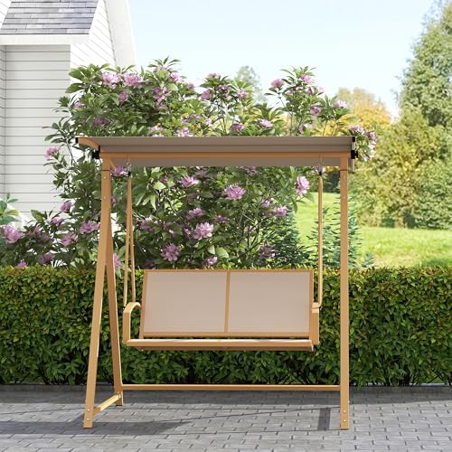 Columpio de Jardín Exterior de 2 Plazas 160x112x162cm Caqui