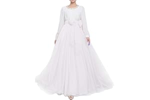 YULUOSHA Women Wedding Long Maxi Puffy Tulle Skirt Floor Length A Line with Bowknot Belt High Waisted for Wedding Party Evening