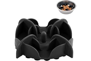 Jaoul Slow Feeder Dog Bowls Insert for Large Breed, 7 Inch Cuttable Slow Feeder Insert with 32 Octopus Suction Cups for Medium Large Size Dog Food Bowl (X-Large, Black)