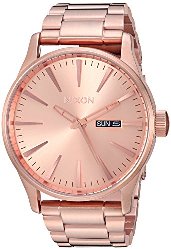 Nixon Men's 'Sentry SS' Quartz Stainless Steel Casual Watch, Rose Gold, (Model: A356897)