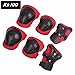 Roevite Kid's Roller Blading Wrist Elbow Knee Pads Blades Guard 6 PCS Red & Black Set