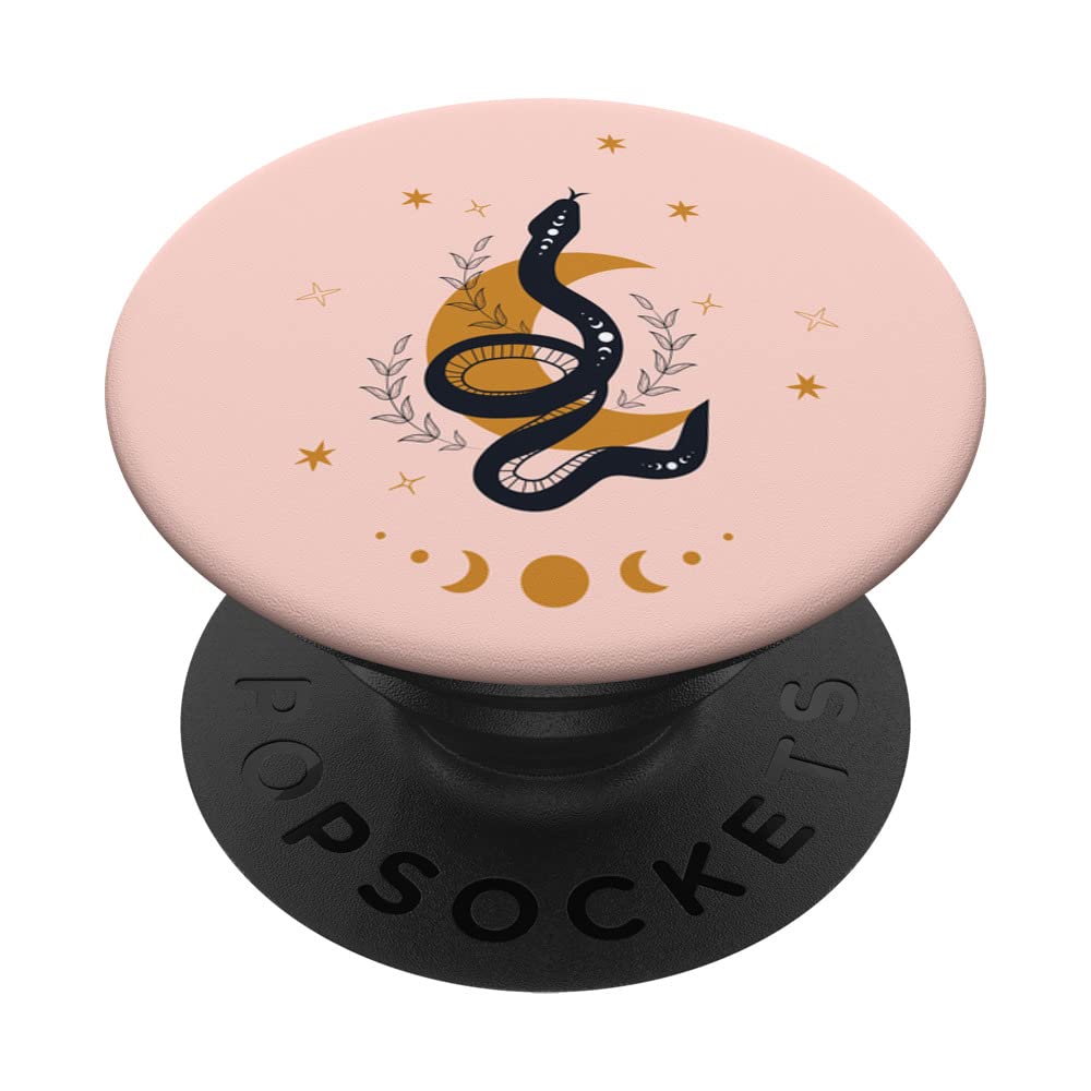 Astrology Snake Line Art Pink Pastel Celestial Moon Phases PopSockets Swappable PopGrip