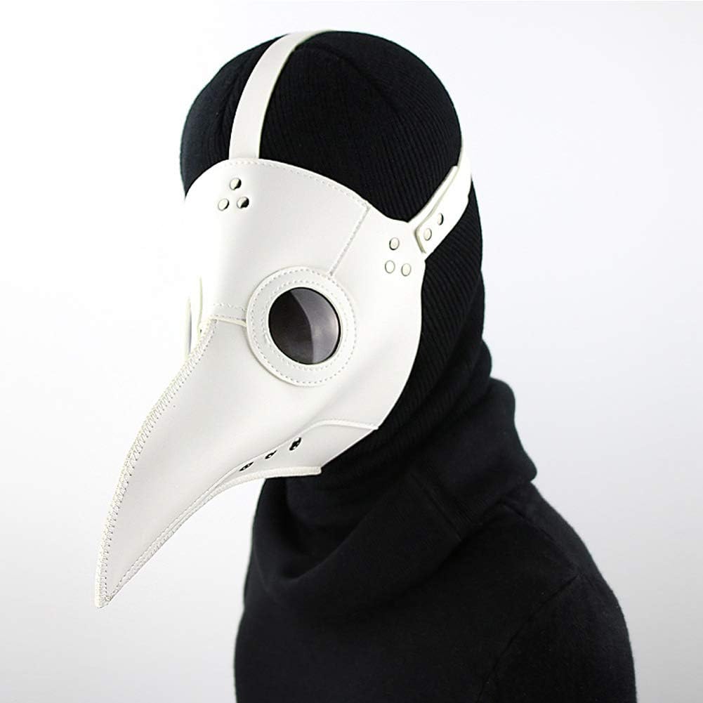 Kingbra Halloween Steampunk Plague Doctor Mask White Latex Cosplay Bird Beak Masks Long Nose Party Event Ball Costume Props