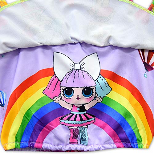 Rohero Toddler Baby Girls Swimsuits Two Piece Doll Print Ruffle Swimwear Bathing Suit for LOL Doll Surprised (140cm/ 7-8Y, Rainbow Purple 1) - Thumbnail 4