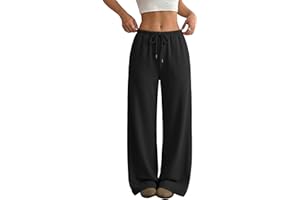 MEETFOND Wide Leg Pants Women Baggy Sweatpants Casual Cotton Sweat Pants Yoga Drawstring Workout Pants for Women