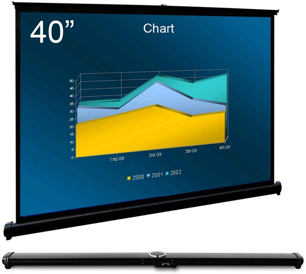 Cocar P1-SN40 40 inch Portable Projection Screen for Mini/Professional LED/LCD/DLP Projector Self Standing Pull-Out Style Indoor Outdoor Home Cinema - 4:3/16:9 Compatiable